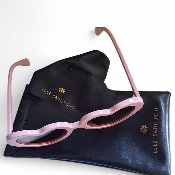Lele Sadoughi Heart Sunglasses Pink Blush Oversized Gradient Lenses NWOT - Picture 16 of 16
